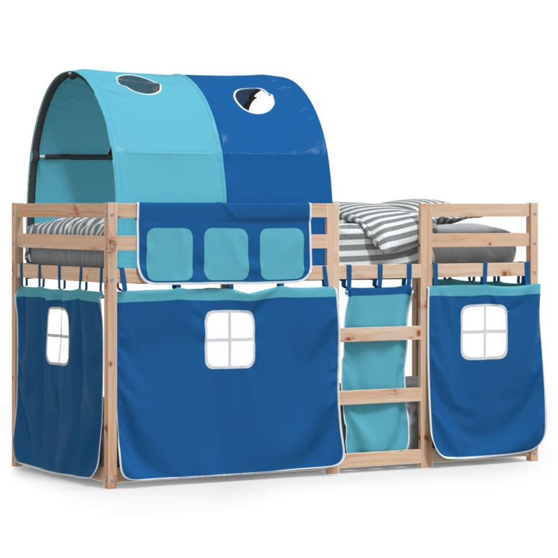 Sheree Solid Wood Bed, Blue, 90 x 190cm