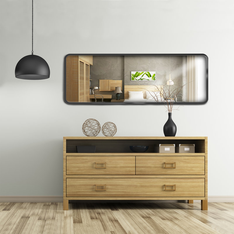 Miroir pour commode moderne et contemporain, Noir mat, H 78,74 po x l 27,55 po x P 1,2 po
