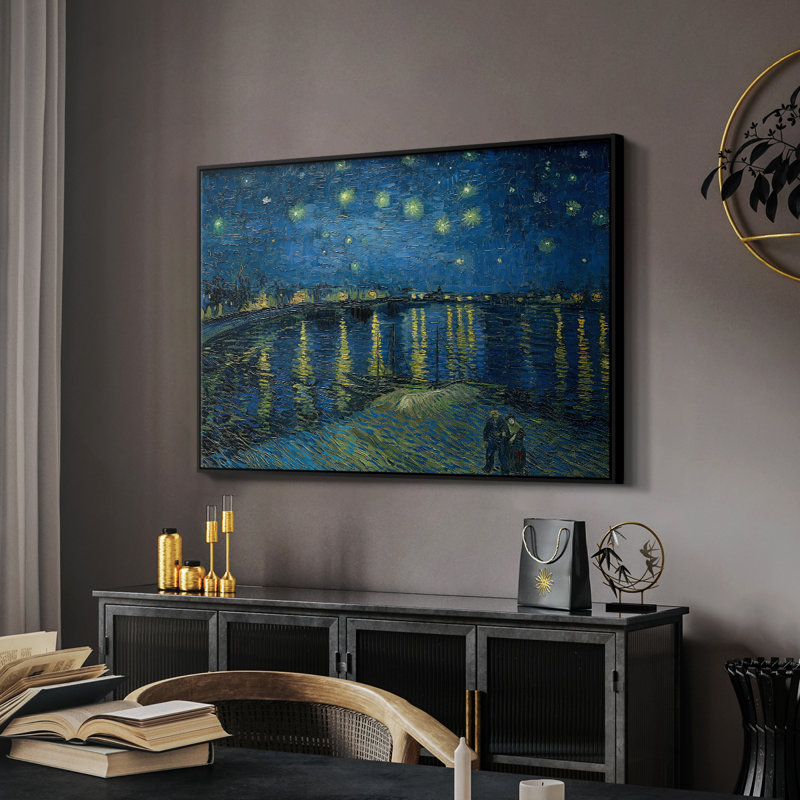 Nuit étoilée au-dessus du rhône, 1888 - Vincent van Gogh, toile tendue avec châssis, 26 x 40, Noir