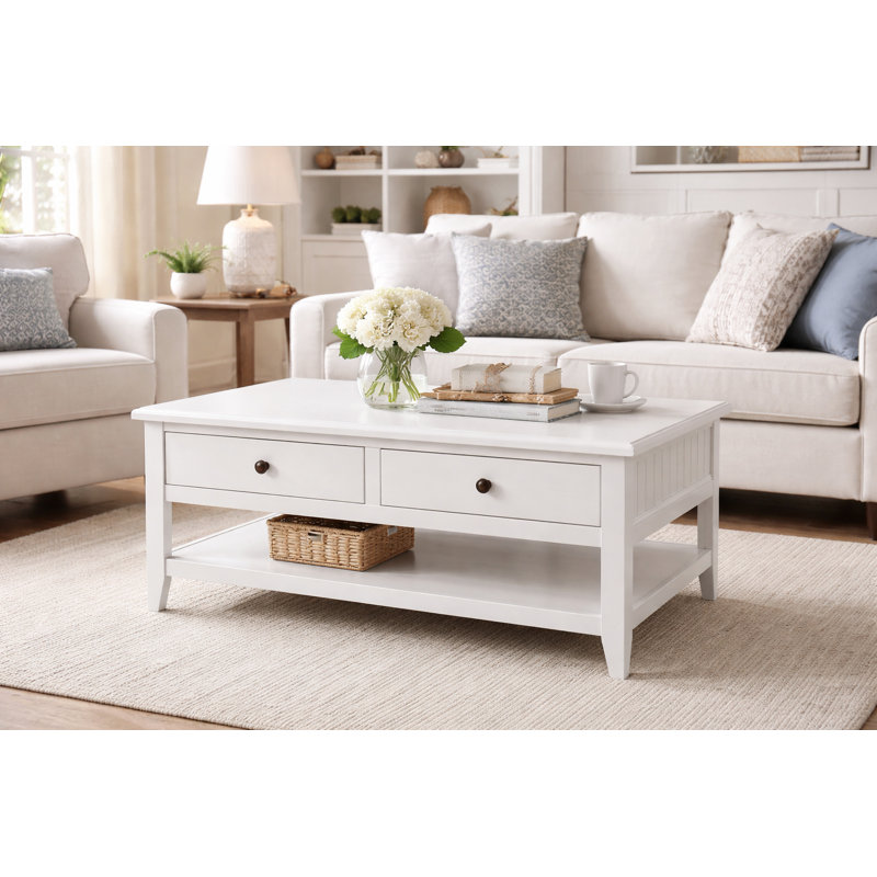 Table basse Beth, Blanc doux