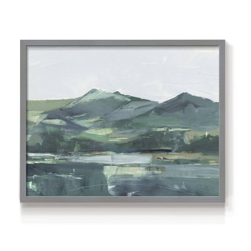 Green Grey Mountains II -Framed Print - Restickable, H 8 po x l 10 po, Gris