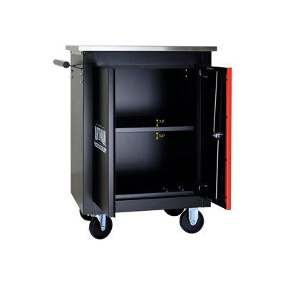 Double Door Divider Mobile Storage Tool Rack Cabinet Black And Red