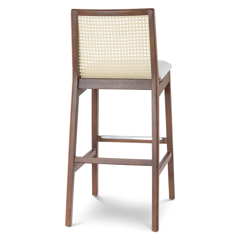 Modern Brazilian Nardia Cane Bar Stool, Light Gray/Nogal/Natural, Counter Stool (25.5" Seat Height)