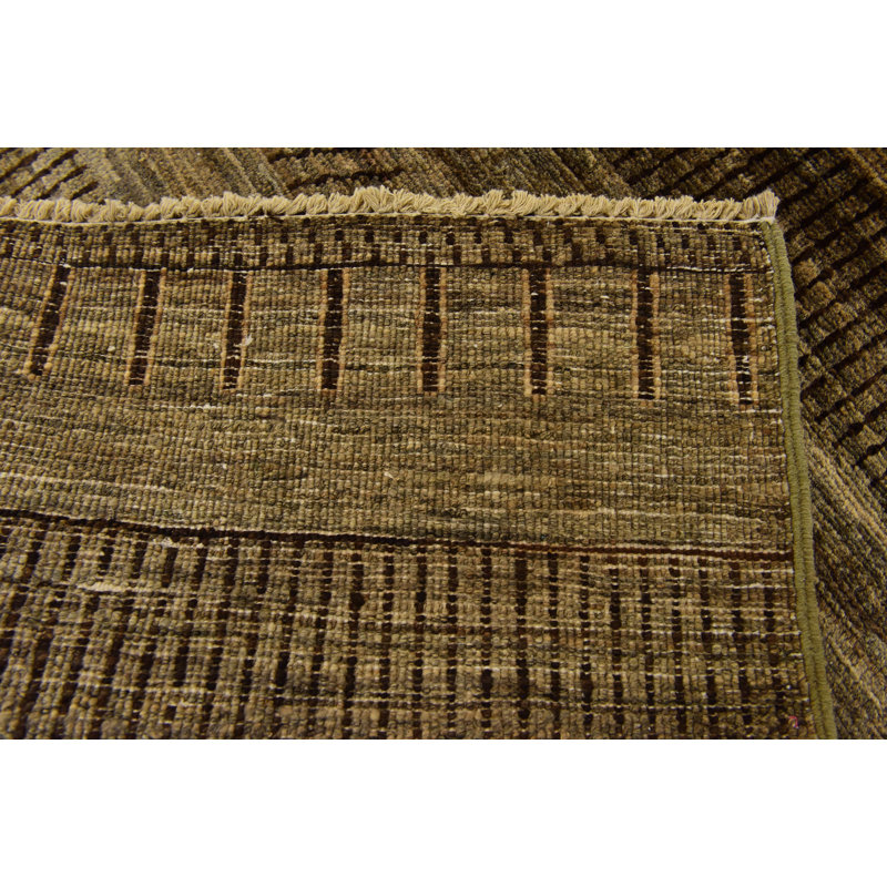 Tapis intérieur en laine 2 pi 8 po x 4 pi 2 po one-of-kind à la main-noué la new age brown Nash