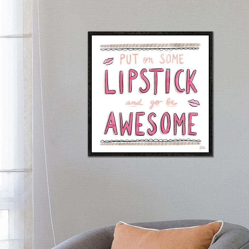 Awesome Lipstick by Melissa Averinos - Print on Canvas, Black Framed, 66.04cm H x 66.04cm W x 3.81cm D