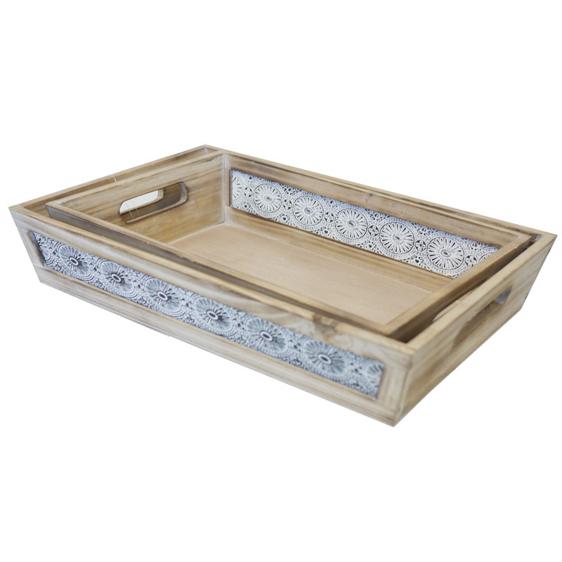Ensemble de plateaux de repose-pieds 2 pièces décoratif en dentelle Sulien