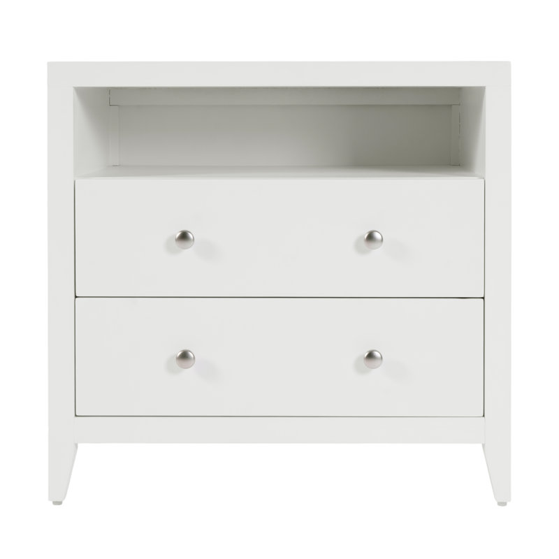 Table de chevet rectangulaire en bois 2 tiroirs Pettitt, Blanc