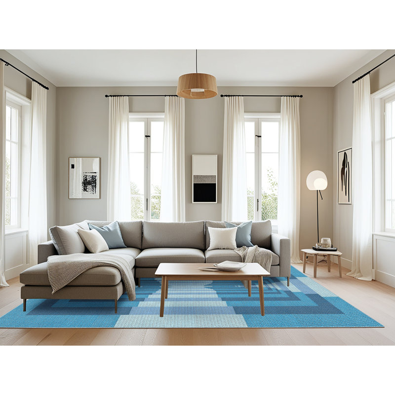 Tapis géométrique bleu, Rectangle 8 pi x 12 pi