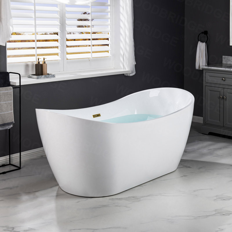 Vital 71'' x 31.5'' Soaking Acrylic Bathtub, White, Brushed Gold