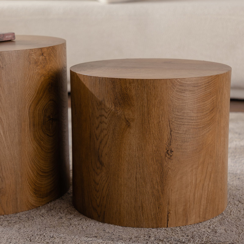 Ensemble de 2 tables basses gigognes, Brun