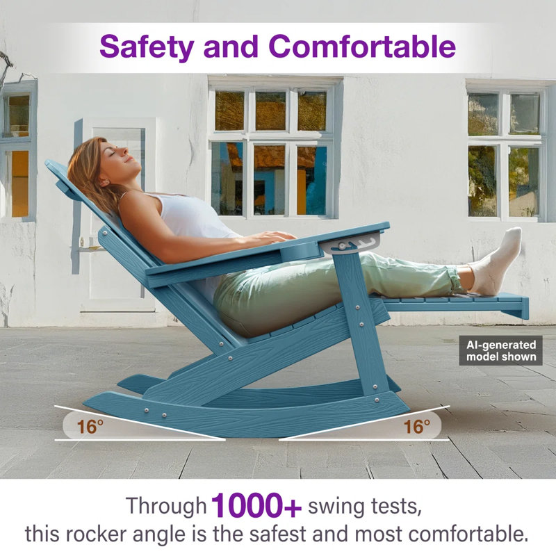 Chaise berçante d'extérieur avec repose-pieds caché Hips, Bleu