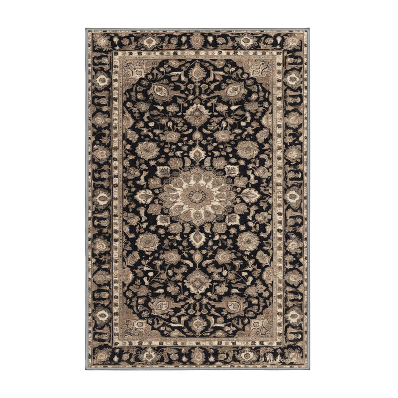 Tapis persan gris lavable à la machine, Rectangulaire 2 pi x 3 pi
