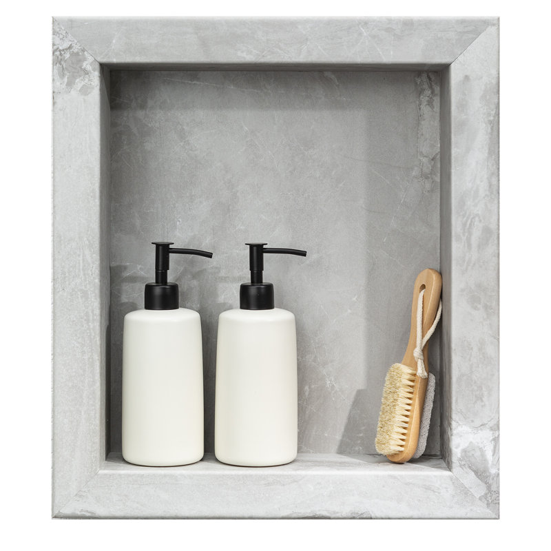 Palisade 17.5 in. x 15.5 in. Vinyl Waterproof Shower Niche Insert in Smoky Sky/Urban Slope, Smoky Sky/Urban Slope