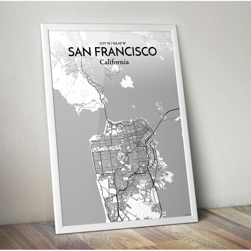 San Francisco City Map - No Frame Print, 91.4cm H x 61cm W x 0.13cm D