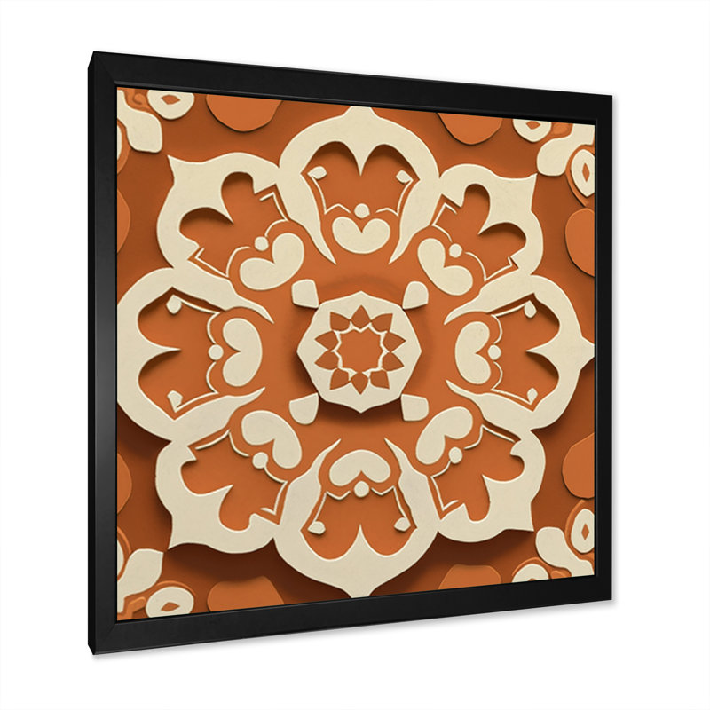 Carreaux marocains en tons de terre I - reproduction sur toile, Impression noire sur toile encadrée
