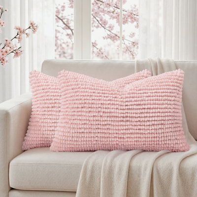 HOMEIDEAS Chenille & Velvet Lumbar Throw Pillow Covers, Dual-Sided Textured Cushion Covers for Couch Sofa Bed