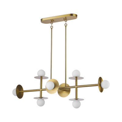8-light Nodes Linear Chandelier In Polished Brass