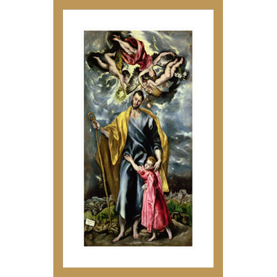 «St. Joseph and the Christ Child» par El Greco - Estampe numérique encadrée