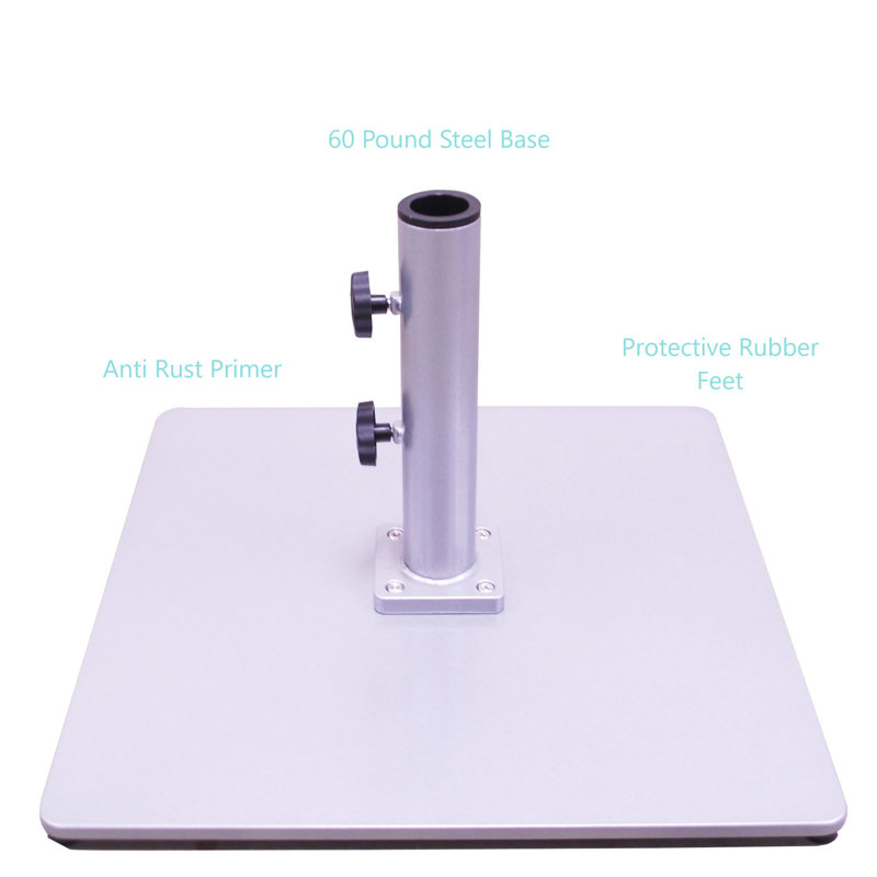 Base de parasol autoportante Islais, H 14 po x l 21 po x P 21 po, Argent argent