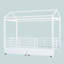 Lit simple pour maison en métal blanc avec garde-corps et toit, structure ferme, aucun sommier requis, élément décoratif de la chambre des deux côtés, garde-corps de toit, construction, accessoire moderne
