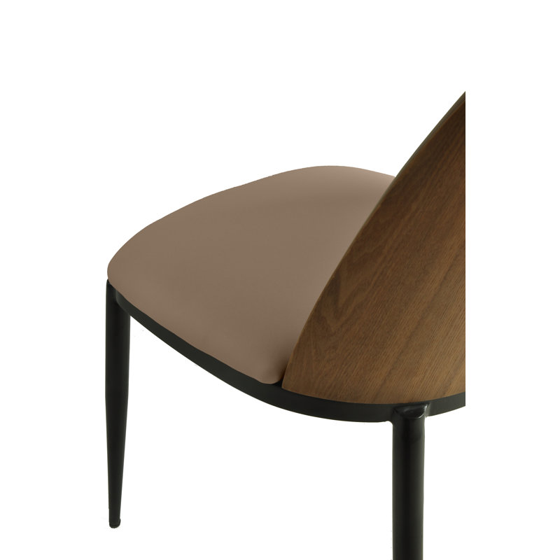 Larenzo 18.7'' H Upholstered Metal Side Chair, Walnut/Beige