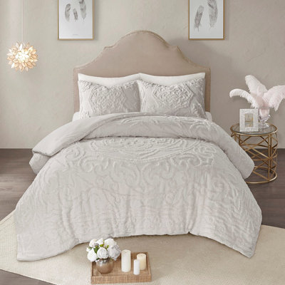 Édredon confortable en médaillon en chenille de coton gris très confortable