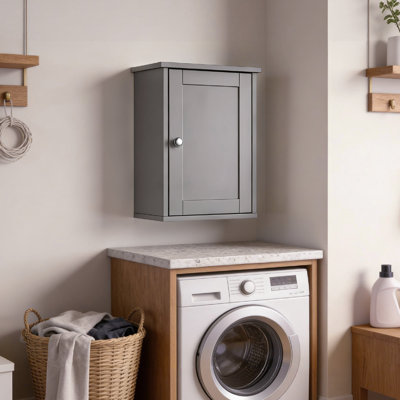 Gray Bathroom Wall Cabinet 1 Door 1 Shelf