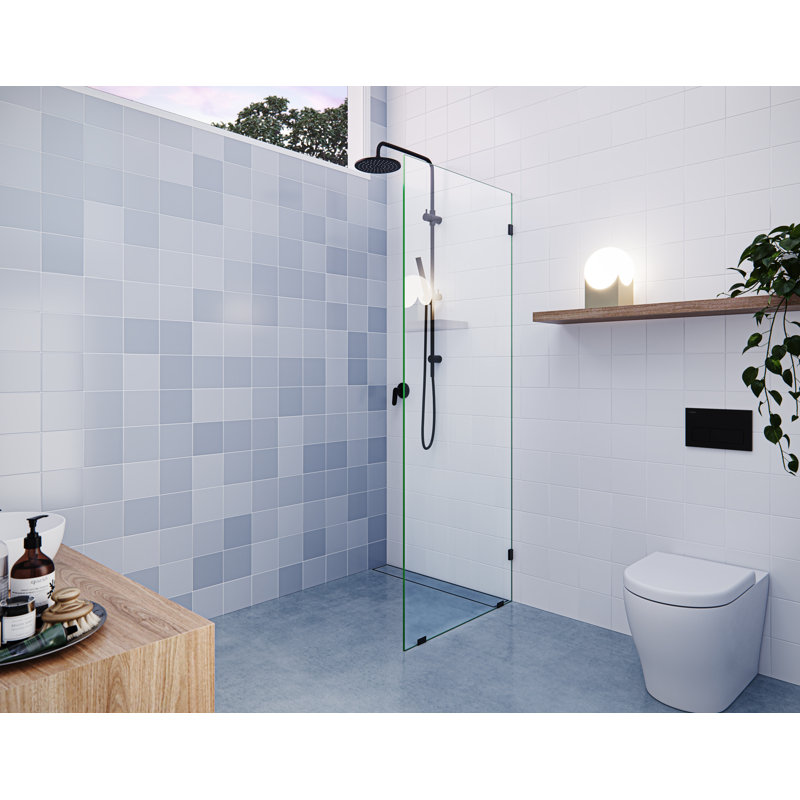 Vela 27.5 in. x 78 in. Fully Frameless Single Fixed Shower Panel, Matte Black