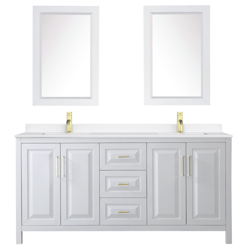 Daria 72'' W Vanity, White, Brushed Gold, Giotto Quartz