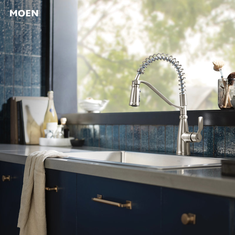 Moen Nolia Single Handle Pre-Rinse Spring Pulldown Kitchen Faucet, Spot Resist Stainless