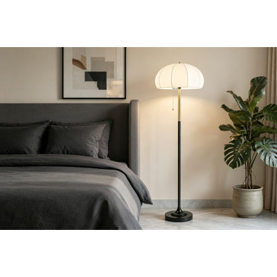 Floor Lamp with Fluted Fabric Shade