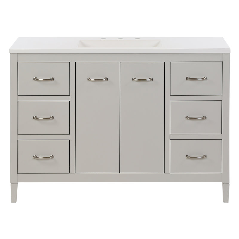 Ensemble de meuble-lavabo simple Ferree, Gris, White