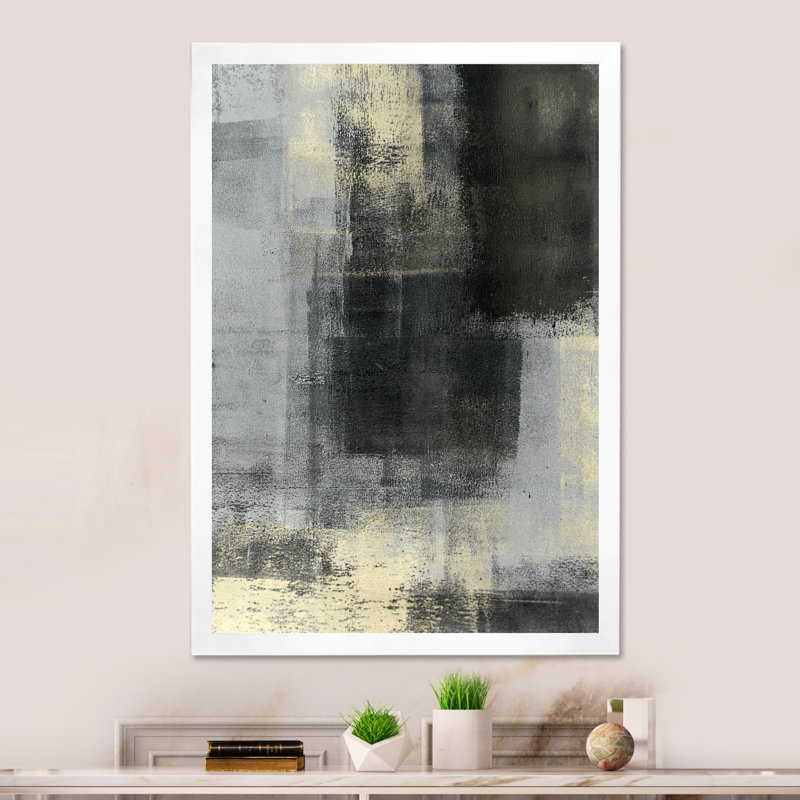 Art moderne gris et bleu II 2FDP47708, H 36 po x l 24 po x P 1 po, Cadre blanc