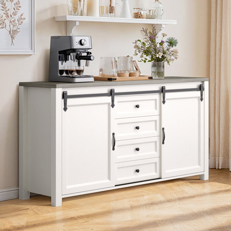 Armoire de cuisine autoportante de 60 po de largeur, garde-manger avec placard et tiroir, Brun