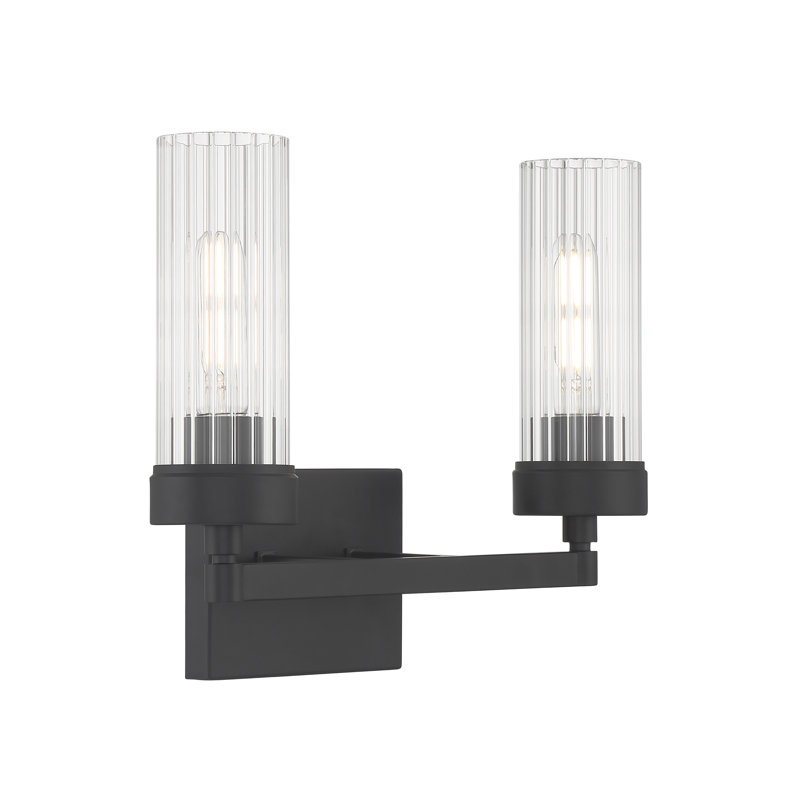 Éclairage pour salle de bain à 2 lumières de 14 po de large Lida - noir mat, H 11,25 po x l 14 po x P 5,25 po, Noir