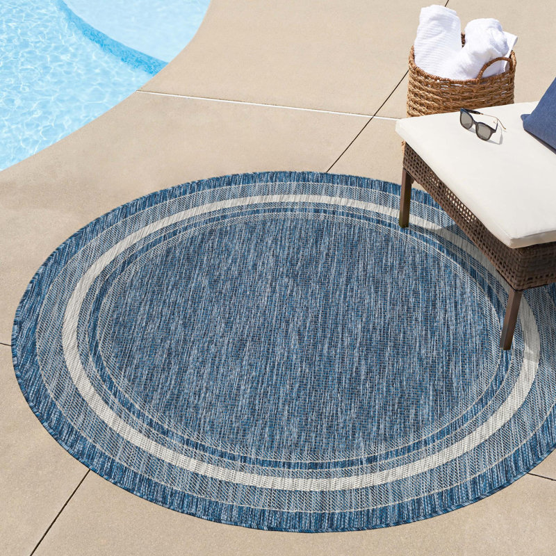 Tapis intérieur / extérieur Sevinc, Rond 13 pi, Blue