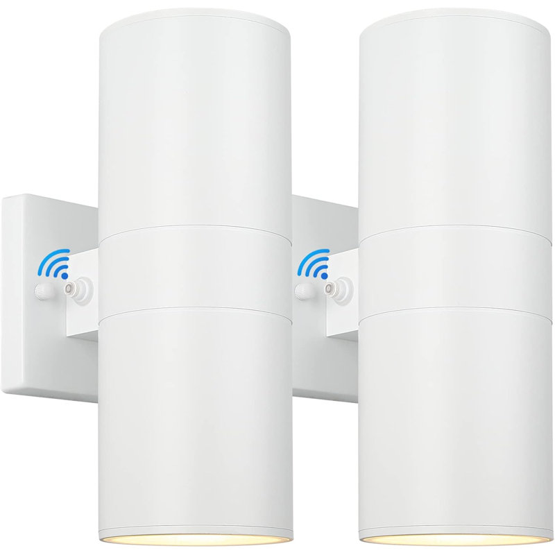 Ensemble de 2 appliques murales blanches d'extérieur Dusk To Dawn, Up Down Modern Lighting, Blanc