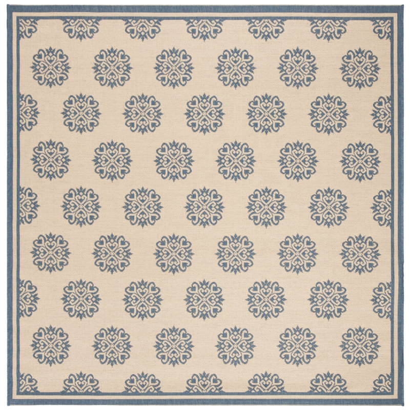 Frankee Performance Ikat Indoor/Outdoor Area Rug, Square 6'7"