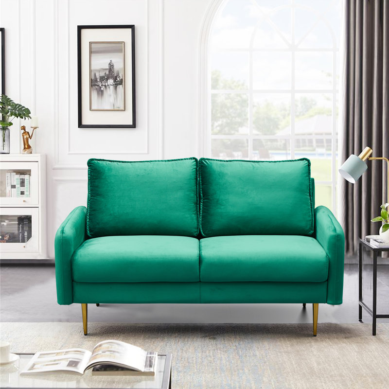 Govany 57.8'' Velvet Loveseat, Green Velvet, 33" H x 57.8" W x 31.7" D