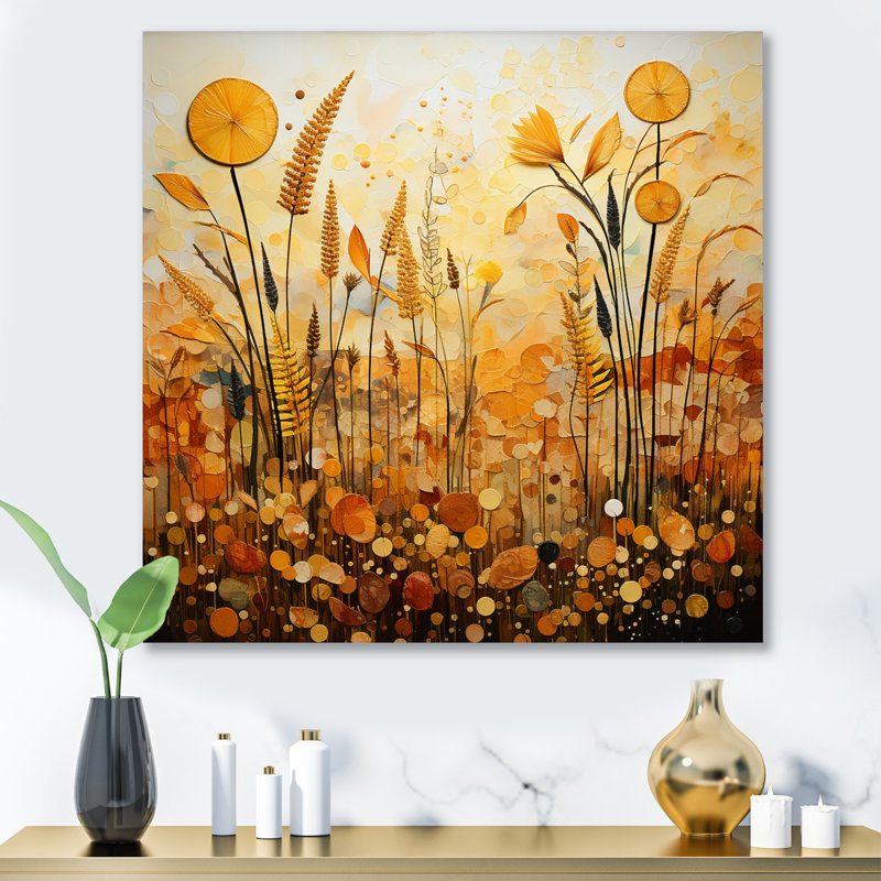 Décoration murale en métal doré et doré - Collages abstraits, H 16 po x l 16 po x P 1 po