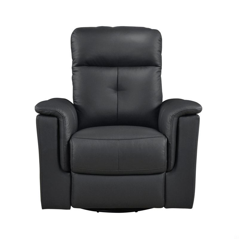 Leather Upholstered Swivel Glider Reclining Chair, Black