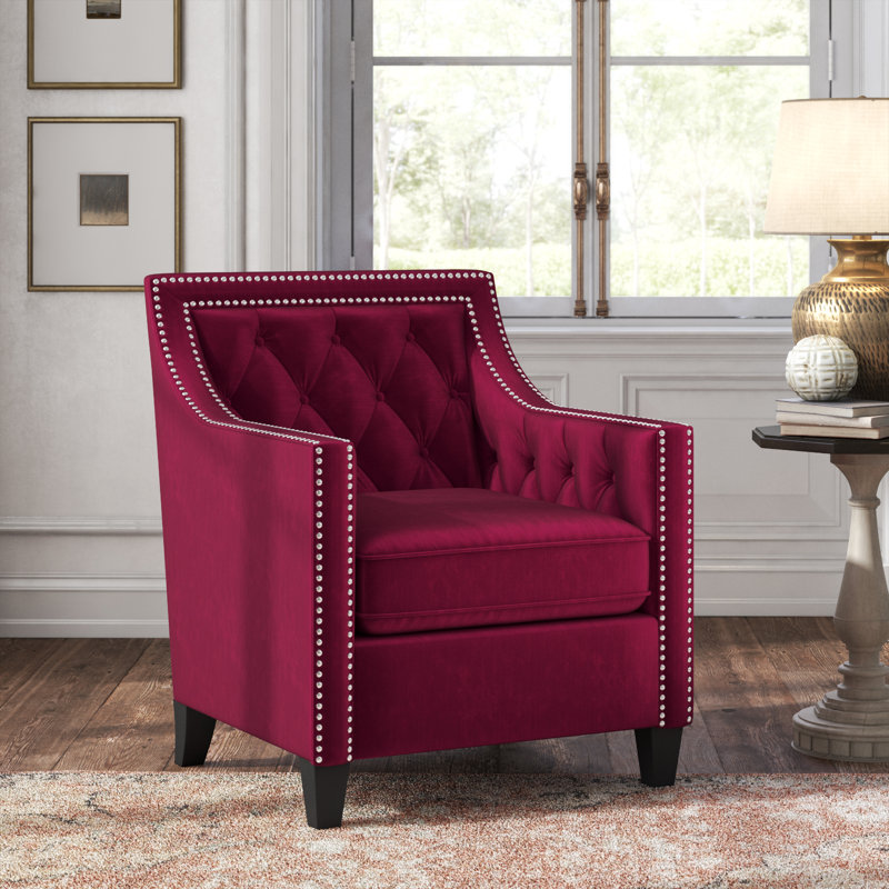 Chilukki Upholstered Armchair, Wine Red Polyester