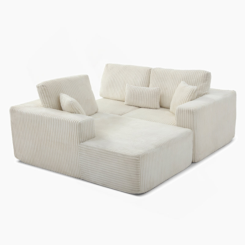 Canapé modulaire de 109 po, canapé modulaire Cloud avec siège profond, canapé en L moderne pour le salon et la chambre à coucher, sans assemblage requis, (blanc)