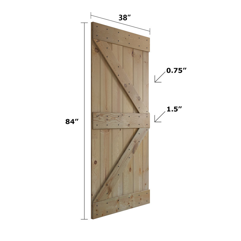 Unfinished Pine Wood Double Sliding Barn Door with Hardware Kit
