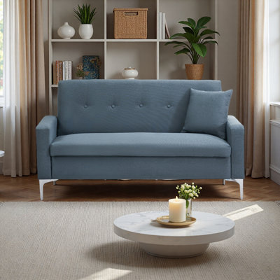 57-inch Comfortable Double Sofa with Built-in Storage, Ideal for Living Rooms, Apartments, and Home Offices, Gray