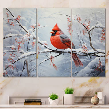 The Holiday Aisle® Hayslee Winter Cardinals Scene Embossed Indoor