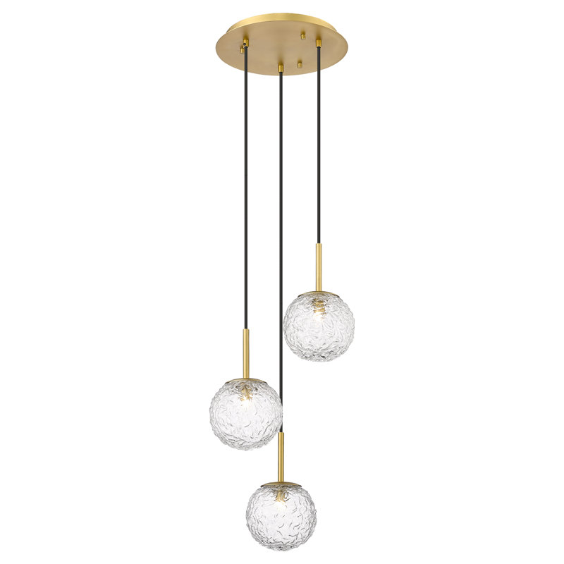Barrington - 3 Light 12" Cord Hung Mini Pendant - Bulb Not Included - , Brushed Brass