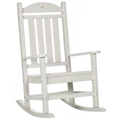 Outdoor Rocking Chair,All Weather-Resistant HDPE Rocking Patio Chairs With Rustic High Back,Armrests,Oversized Seat And Slatted Backrest