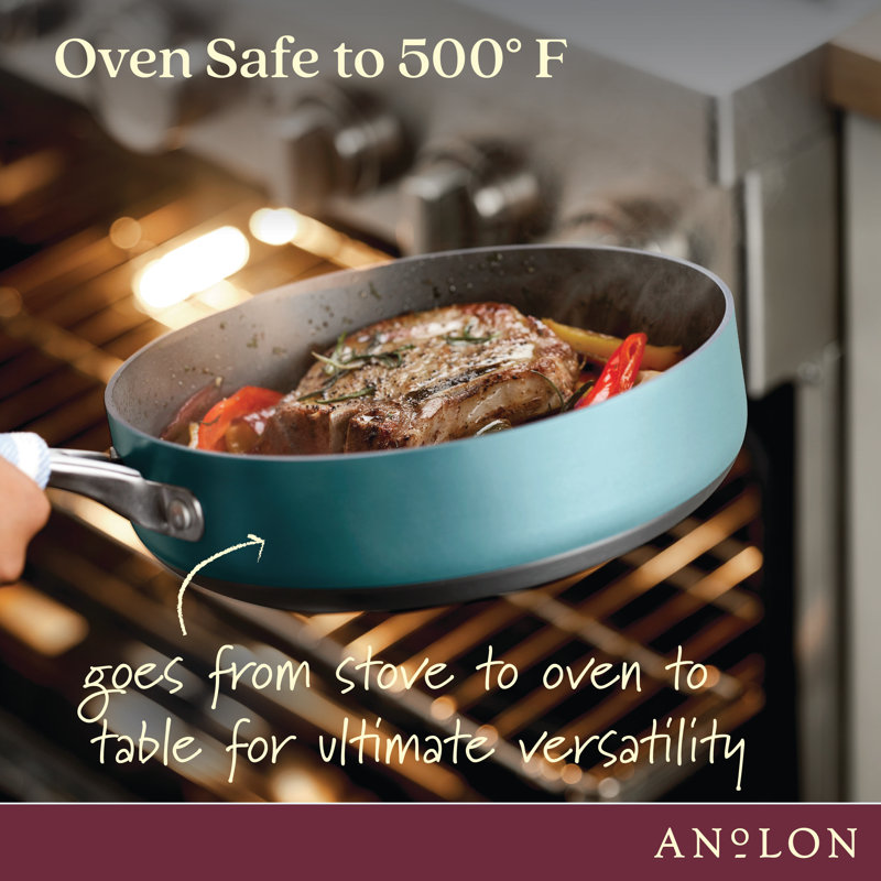 Anolon Achieve Hard Anodized Nonstick Cookware Pots and Pans Set, 10 Piece, Teal