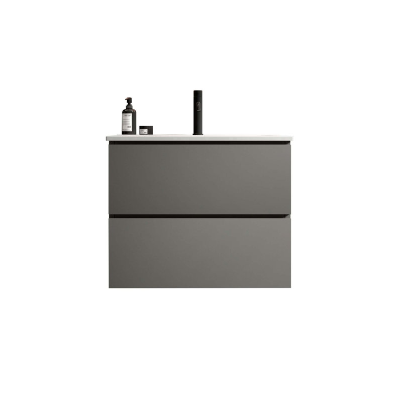 Meuble-lavabo mural 24 po avec lavabo, Gris